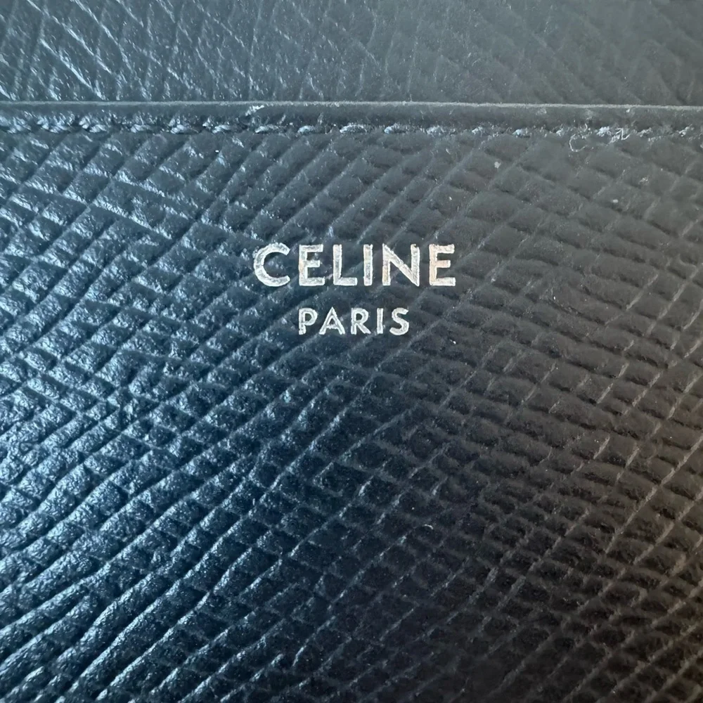 Celine Black Textured Leather Card Pouch